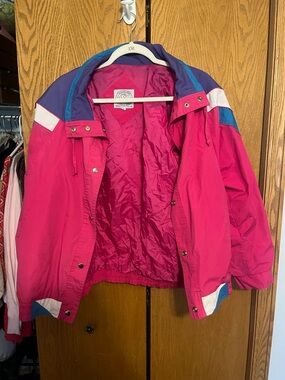 Vintage 80s Colorblock Pink Windbreaker Jacket